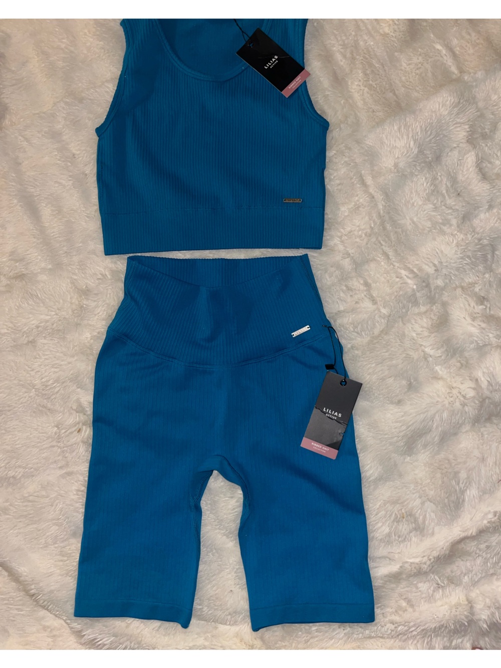 ILIA Kids Teal Ribbed Skirted Bike Shorts